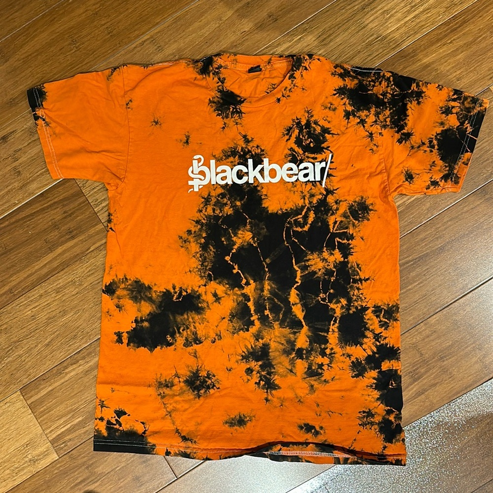 BlackBear Orange Black Tie Dye Graphic T-Shirt Size Medium
